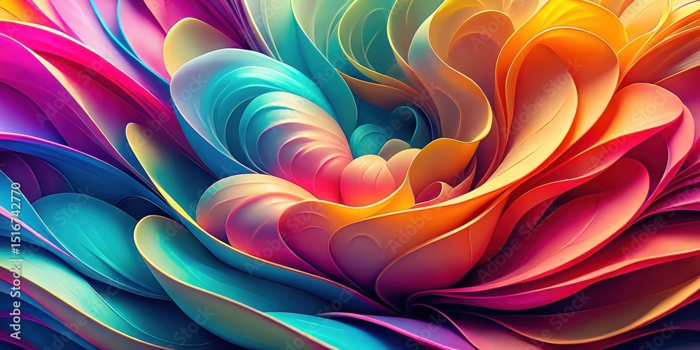 Poster abstract colorful swirling petals a vibrant composition of intertwined, organic forms in a spectrum 