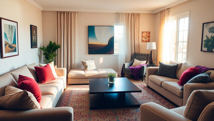 modern living room with fireplace