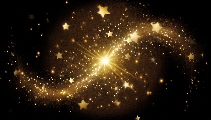 gold glittering stars dust trail gold glistering explosion on transparent background