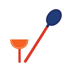 Simple Kitchen Utensils Orange and Blue Spatula and Spoon Illustration