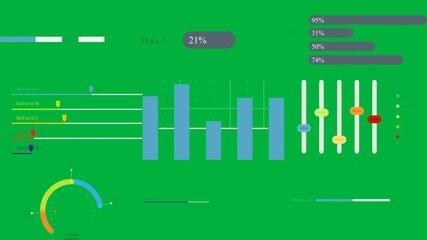 green screen white background arrow middle rec blue black text that reads50 % bar chart it skill red circles clock line word still b recal image level c e pointing left yellow circle up . - Powered by Adobe