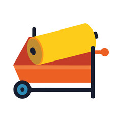 Portable Cement Mixer Construction Equipment Icon Illustration