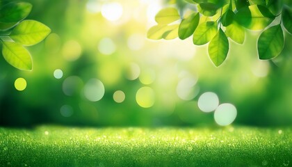 Obraz premium green nature bokeh background for summer banner
