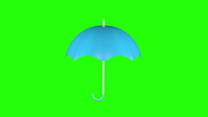 3D animation of a blue umbrella icon on a green screen.