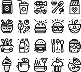 Healthy Food and Fresh Produce Vector Icon Set