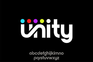 Word unity . Abstract round font alphabet Typography typeface  lowercase . vector illustration