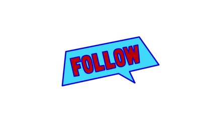 Follow text icon shaking gif animation on white screen, subscribe emoji shaking movement, Icon animation, design, followers, like, social media, internet, trend, white background, cute animation - Powered by Adobe