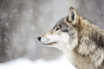 Obraz premium Wolf profile in a winter scene