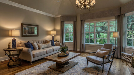 Fototapeta premium living room with fireplace