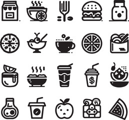 Healthy Food and Fresh Produce Vector Icon Set