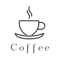 Obraz premium Minimal Coffee Logo Design – Silhouette Style Vector for Café Branding 