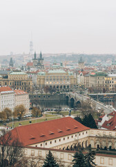 Obraz premium Prague city center with Týn Church and Vltava River
