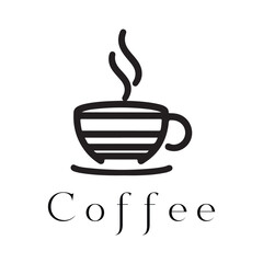 Obraz premium Minimal Coffee Logo Design – Silhouette Style Vector for Café Branding 