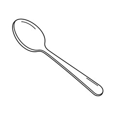 Single spoon vector silhouette on white background. Spoon icon sign illustration design.