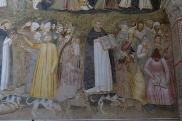 Fresco by Andrea di Bonaiuto in the Spanish Chapel, Santa Maria Novella, Florence, Italy. The...