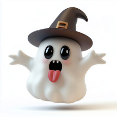 Cartoon ghost with witch hat