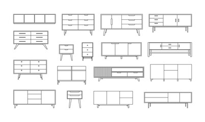 Outline Vector Cabinets Set