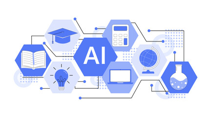 Artificial Intelligence and Education Icons Set 1
