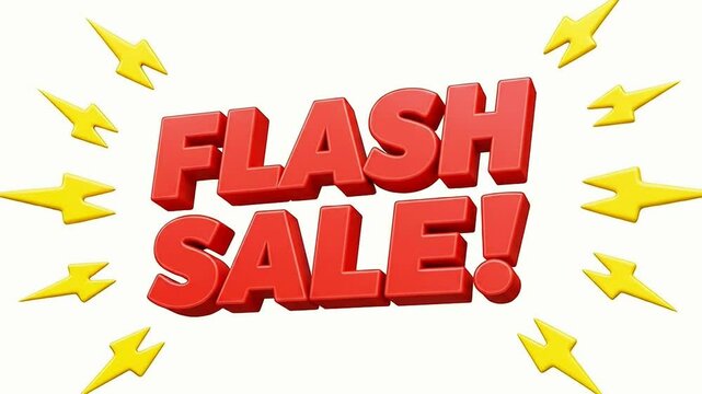 Dynamic flash sale animation with lightning bursts and bold typography for promotional campaigns
