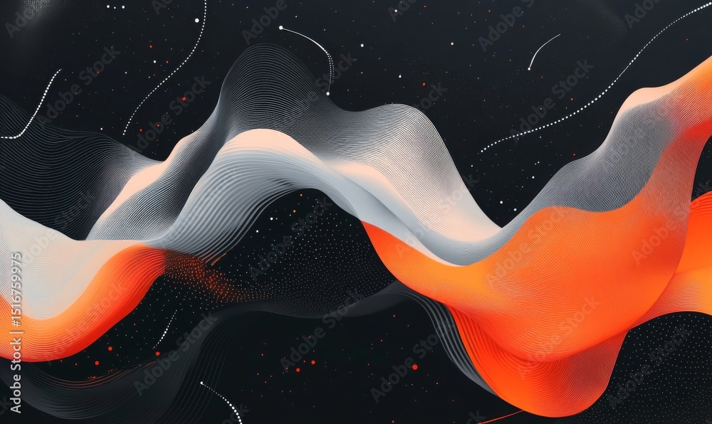 Aufkleber a gradient background with flowing shapes in orange and white, creating an abstract and dynamic visu