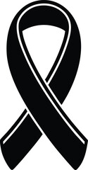 The Symbolic Black Ribbon: A minimalist depiction of a looped black ribbon, representing solidarity, remembrance, and a silent call for awareness.