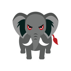 Elephant Angry on white background