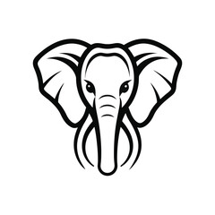 Elephant head line art on white background