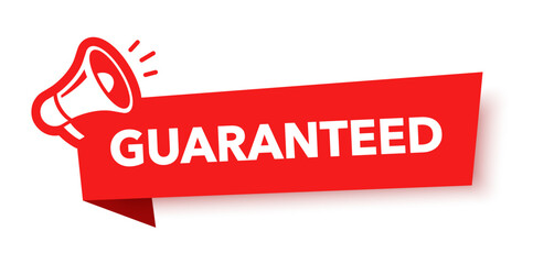 Megaphone with guaranteed speech bubble. Loudspeaker. Banner for business, marketing and advertising. Vector illustration