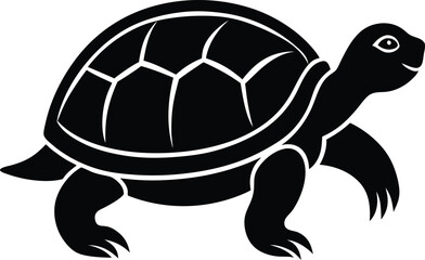 Black Silhouette Turtle: A stylized black silhouette of a turtle, showcasing its strong shell and sturdy legs, perfect for logo design or decorative purposes.