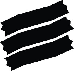 Dynamic Banner Silhouette: A striking silhouette showcases three bold, black banners, their edges jagged and textured, implying movement and energy, ideal for graphic design.