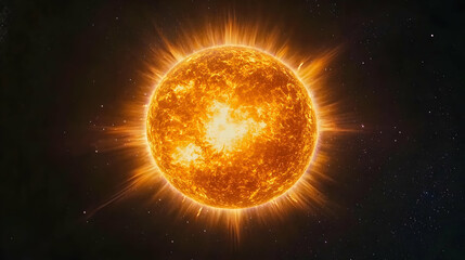 Powerful Glowing Sun In Outer Space