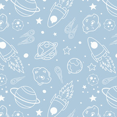 Space seamless pattern print design. Vector illustration design for fashion fabrics, textile graphics, prints.