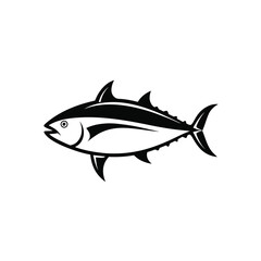 Tuna fish line art on white background