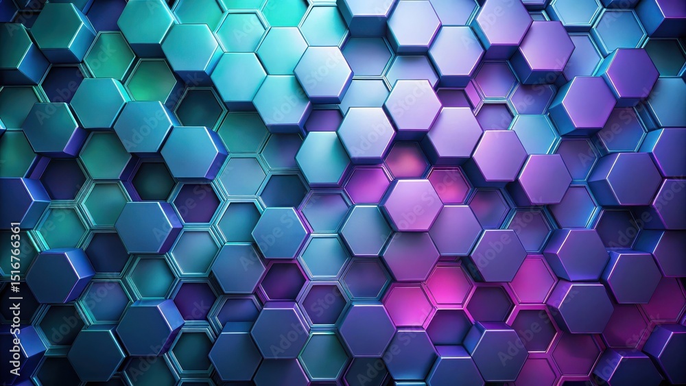 Poster Abstract Hexagonal Pattern A Colorful Array of Interlocking Geometric Shapes in Vibrant Hues