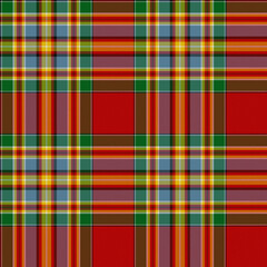 Red, White, Blue, Yellow, Green, Black Tartan Weave Pattern - Tile