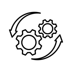 Technology development icon, innovation concept, system integration, software business, technical support, smart solution.	