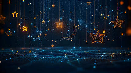 Digital Night Sky Stars And Lights Graphic Design