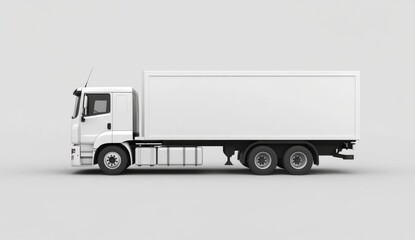 modern white concrete truck on light grey background, side view, photorealistic, product photography