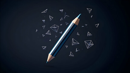 Dark Blue Pencil With Geometric Shapes