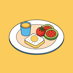 Healthy Breakfast Plate Vector