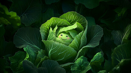 Obraz premium Cute Pixel Art Cabbage In Dark Background