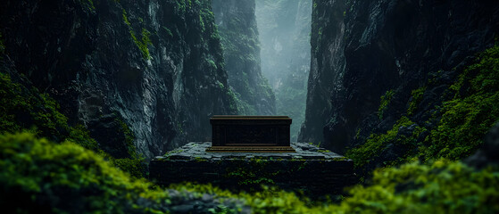 Mysterious Forest Canyon With Glowing Structure