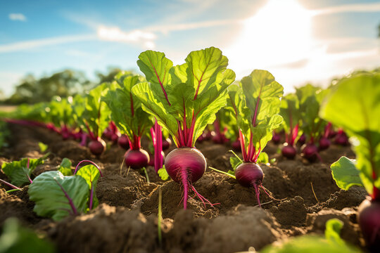 Generated with AI image of a planting natural organic vegetables shugar beets