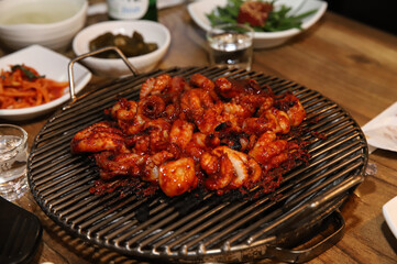 Korean Spicy Food. Spicy Grilled Octopus