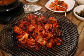 Korean Spicy Food. Spicy Grilled Octopus