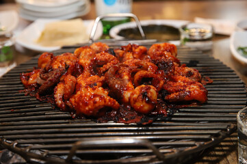 Korean Spicy Food. Spicy Grilled Octopus