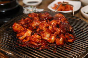 Korean Spicy Food. Spicy Grilled Octopus
