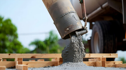 Concrete Pouring On Construction Site