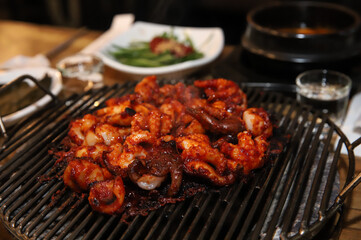 Korean Spicy Food. Spicy Grilled Octopus