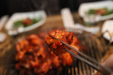 Korean Spicy Food. Spicy Grilled Octopus